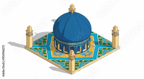 Ornate Dome Structure with Intricate Patterns and Pillars.