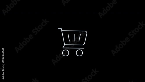 shopping cart icon Animation loop motion graphics video transparent background with alpha channel
