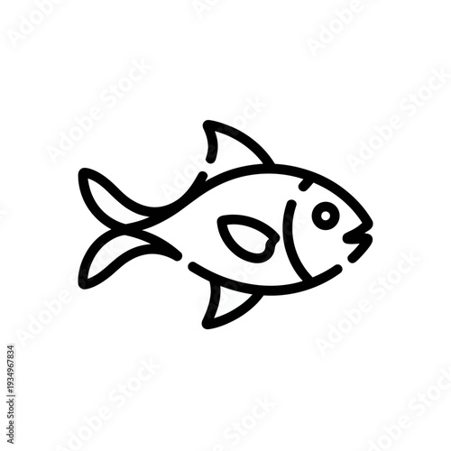 Black line of a fish with transparent background line silhouette white background black lines