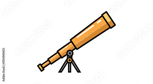 Yellow telescope on a tripod, representing observation, science, and exploration of the cosmos
