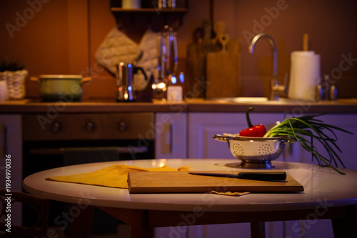 Cutting board with knife, n...