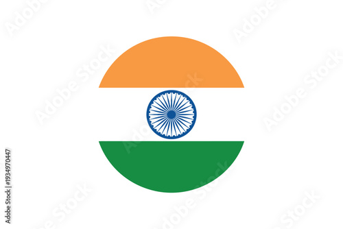 The Indian flag icon in a circular illustration style