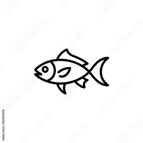 Black line of a fish black line simple fish line isolated fish white background transparent background