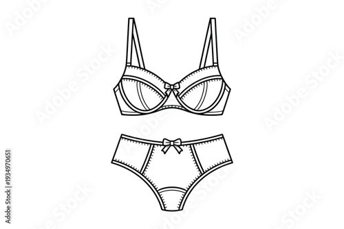 Lingerie set illustration featuring a bra and panties in a minimalist style