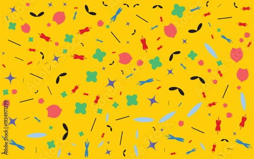 confetti on white background Exploding party popper with confetti, flat seamless pattern