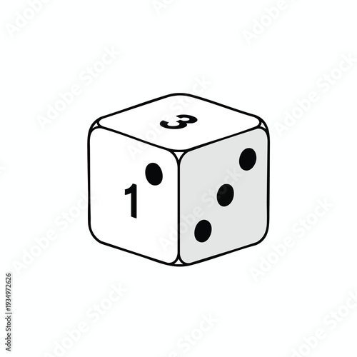 Illustration of a Dice Showing Three