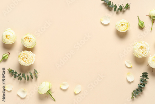 Frame made of white rose fl...