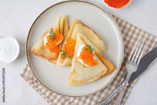 Plate with delicious pancak...