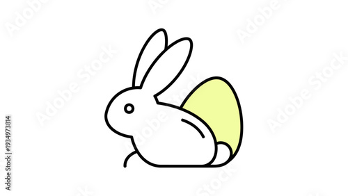 Simple White Cartoon Rabbit Illustration.