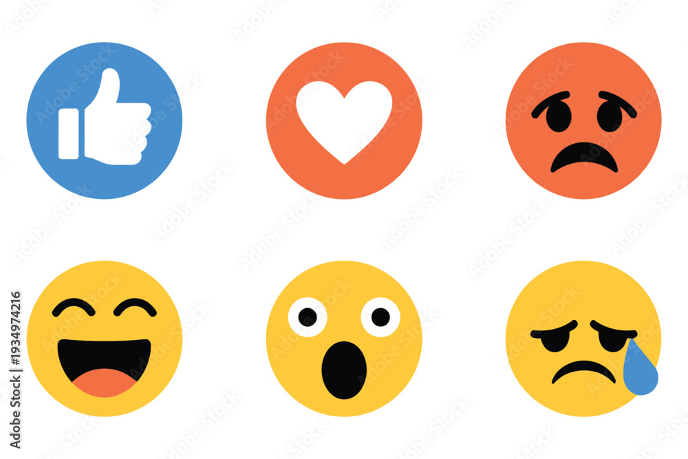 Fototapeta premium High quality vector round yellow cartoon emoticons comment social media reactions featuring angry