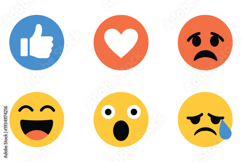 High quality vector round yellow cartoon emoticons comment social media reactions featuring angry
