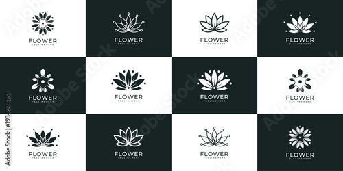 Unique beautiful luxury flower logo template for spa hotel resort