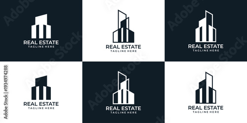 Modern hometown real estate building logo design collection