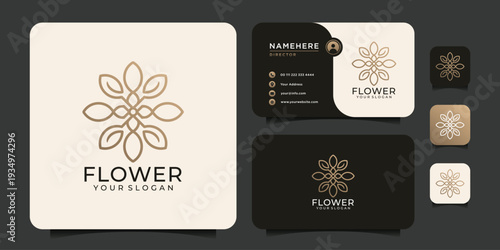 Minimalist unique flower logo with business card