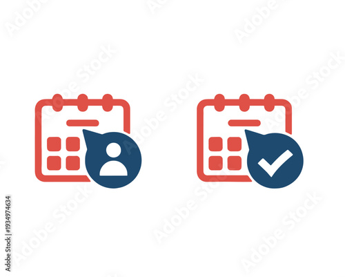These two calendar icons display symbols for scheduled appointments and confirmed event dates