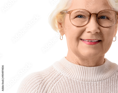 Senior woman in eyeglasses ...