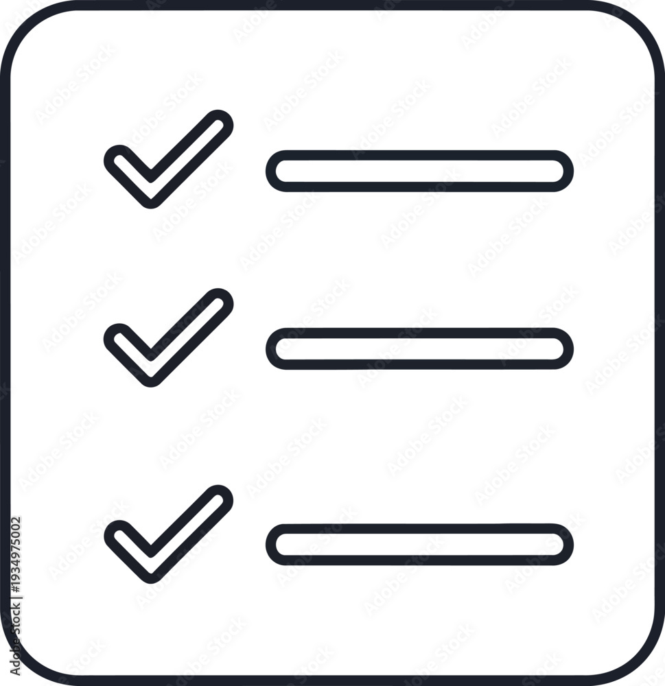 Obraz premium Black checklist icon with three checked boxes and lines