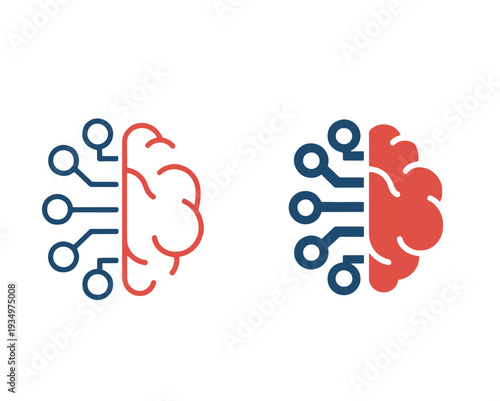 Two icons illustrate the convergence of human brain thinking with advanced artificial intelligence technology