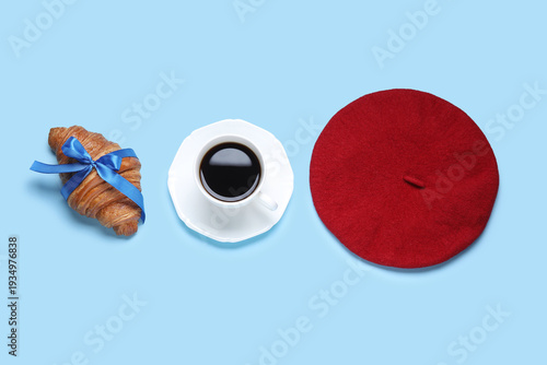 French croissant with cup o...