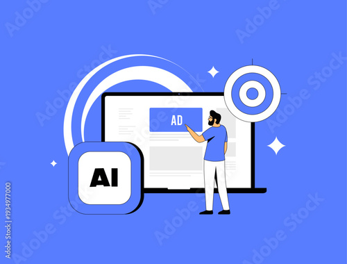 AI-powered programmatic advertising, display ad automation platform, targeted bidding strategy. Real-time audience segmentation, machine learning optimization, digital marketing campaign illustration