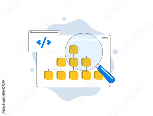 XML website sitemap, site structure hierarchy, URL indexing list, SEO crawler optimization, search engine submission file, web navigation diagram, modern flat infographic design, vector illustration