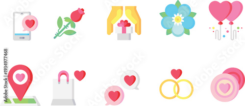 Set of 10 love icons vector