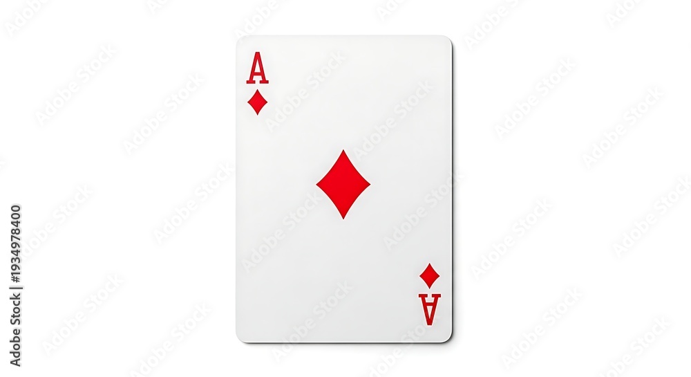 Obraz premium Red Ace of Diamonds playing card featuring crisp minimalist graphics centered on a clean white professional studio backdrop.