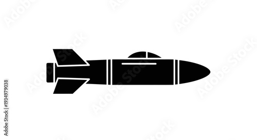 Simple black and white illustration of a missile.