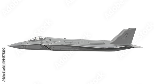 Modern Fighter Jet Aircraft in Flight Profile View.