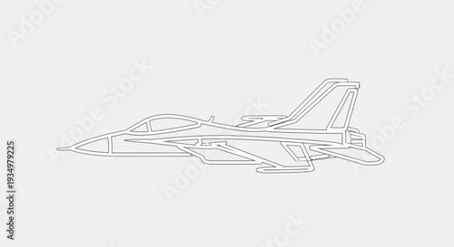 Simple line drawing of a fighter jet aircraft in profile view.