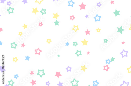 パステルカラーの星が散らばるかわいい装飾背景