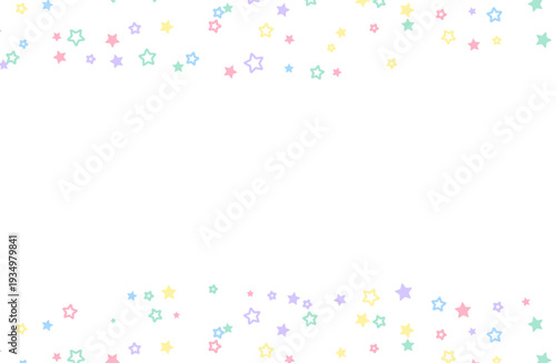 パステルカラーの星が散らばるかわいい装飾背景　フレーム