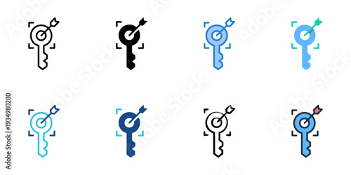 Keywords icons set multiple style collection. Editable stroke 
