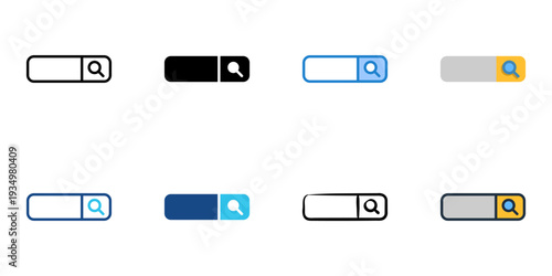 Search box icons set multiple style collection. Editable stroke 
