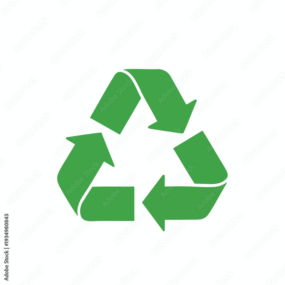 Fototapeta premium Green Recycling Symbol on White Background