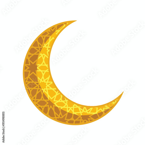 Golden Crescent Moon Illustration