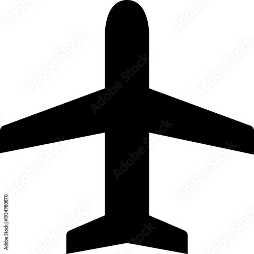 Simple monochrome airplane icon, pictogram