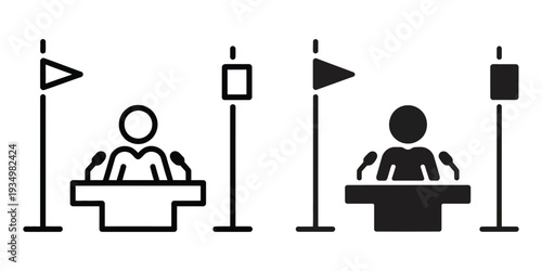 Mayor icon, editable vector illustration with stroke and fill, isolated on white background, ideal for political education