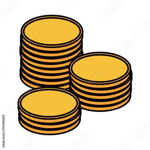 積み上げられた金貨・コインのイラストセット