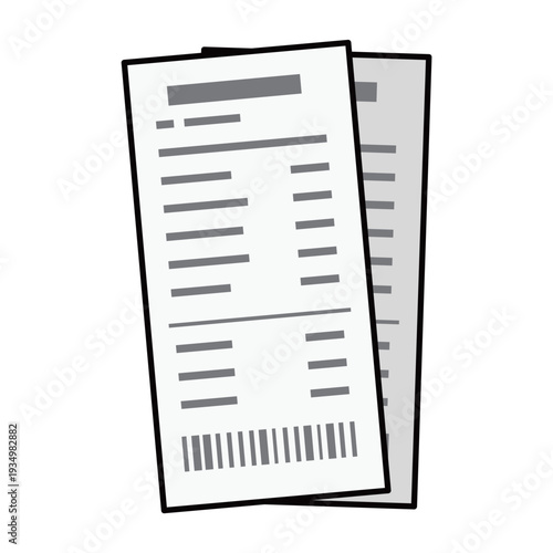 重なり合った2枚のレシートのイラスト