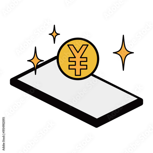 スマートフォンと日本円コインのキャッシュレス決済イメージ