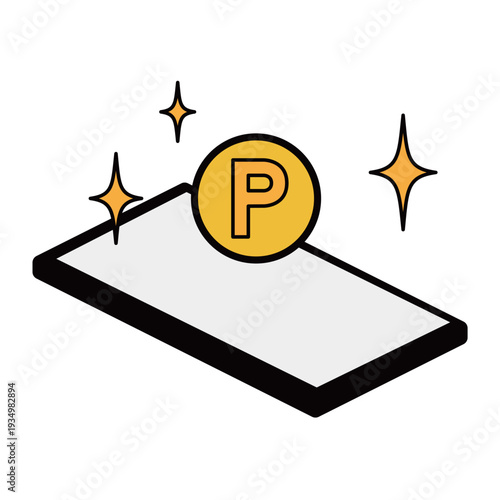 キャッシュレス決済やポイント還元を表現するスマホのアイコン素材