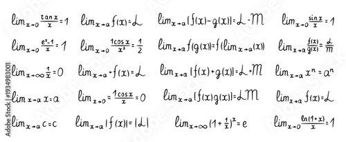 Mathematical analysis limit set identity function continuity convergence infinity logarithm exponential trigonometry calculus derivative quotient product sum power constant