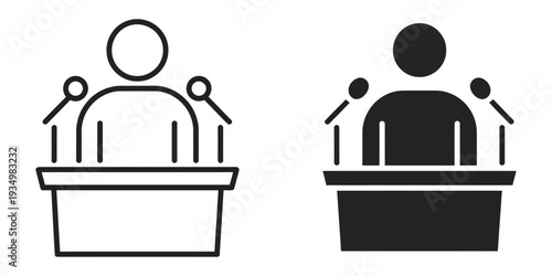 Mayor icon concept, thin line symbol, vector illustration isolated with editable stroke, representing local government leadership, civic authority