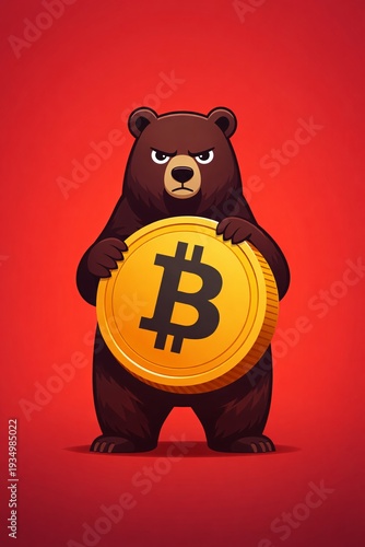 Bitcoin Bear Market Concept Illustration Showing Cryptocurrency Price Decline