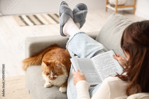 Woman in soft slippers with...