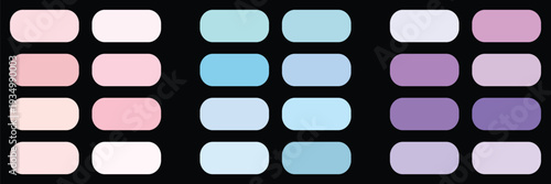 Soft Blush Powder Blue Lavender Milk Pastel Gradient UI Swatch Collection.