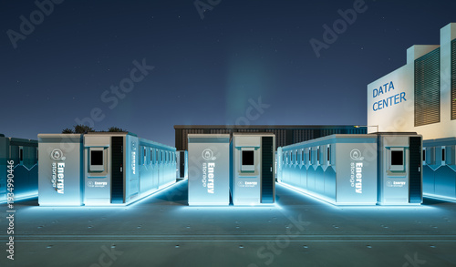 Energy storage systems or battery container units for data center at night