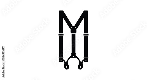 A striking black graphic of an uppercase m is prominently displayed against a white background silhouette high quality