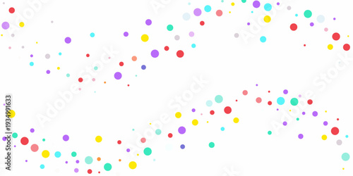 Colorful confetti scattered across a clean white background